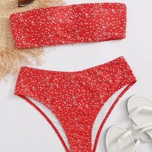 DITSY FLORAL BANDAU HIGH WAISTED BIKINI SWIMSUIT BY SHEINSIZE L (US 8-10)
